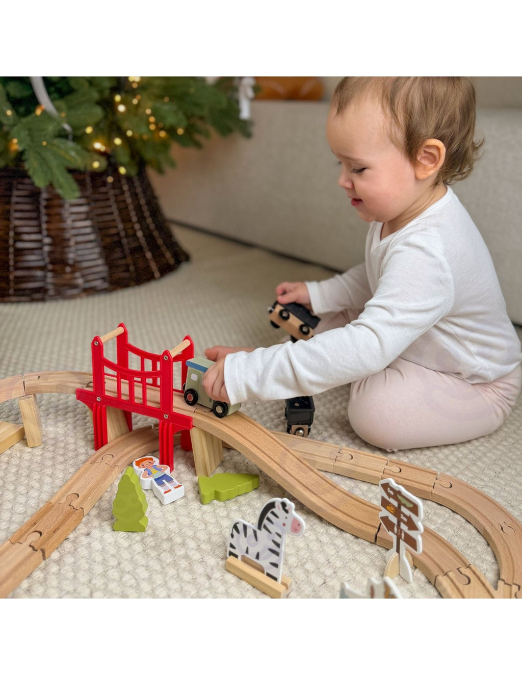 Drewniana Kolejka ZOO Zestaw XL 60 elementów