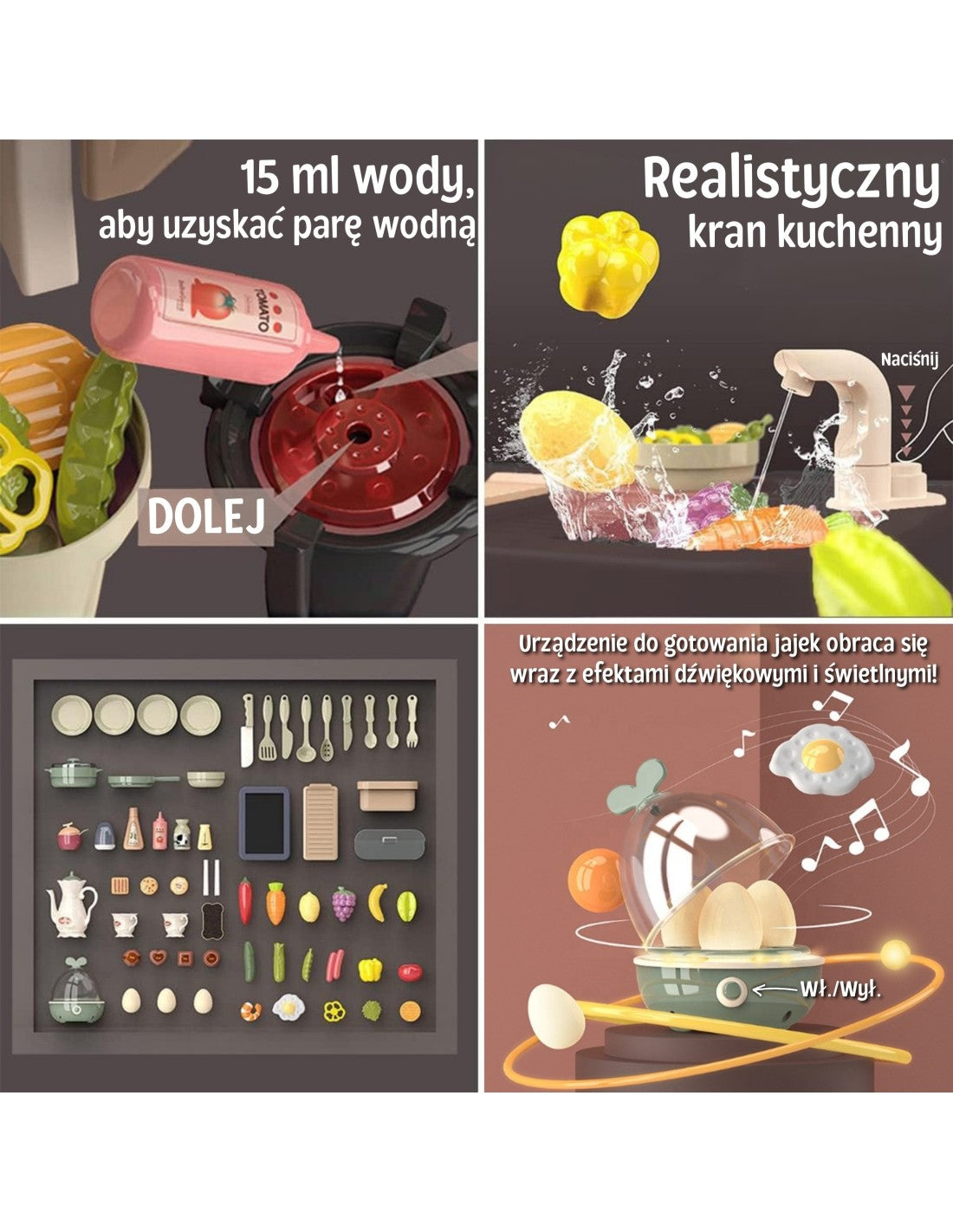 Interaktywna Kuchnia z Parą Kran z Obiegiem Wody Efekty 88 elementów