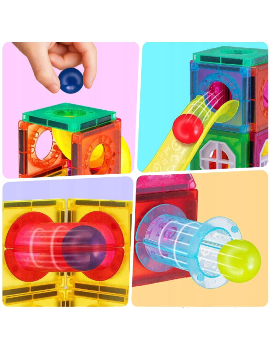 Klocki Magnetyczne 3D Tor Kulkowy 42 elementy