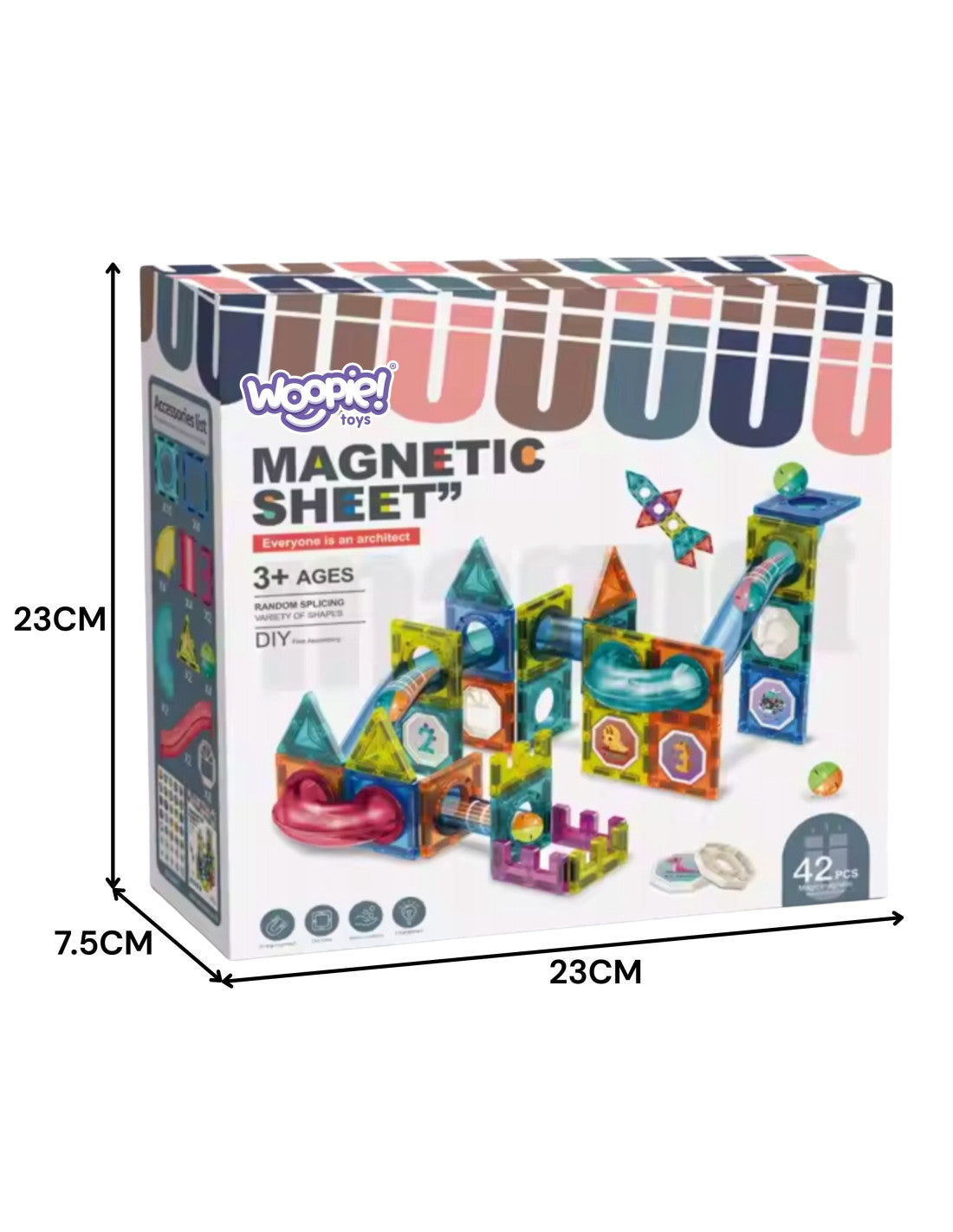 Klocki Magnetyczne 3D Tor Kulkowy 42 elementy