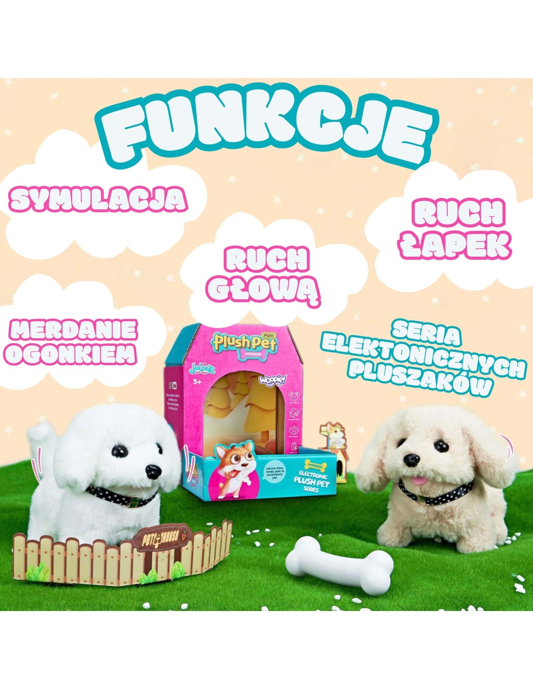 Piesek Interaktywny Pluszak z Kością Bichon Golden Retriever